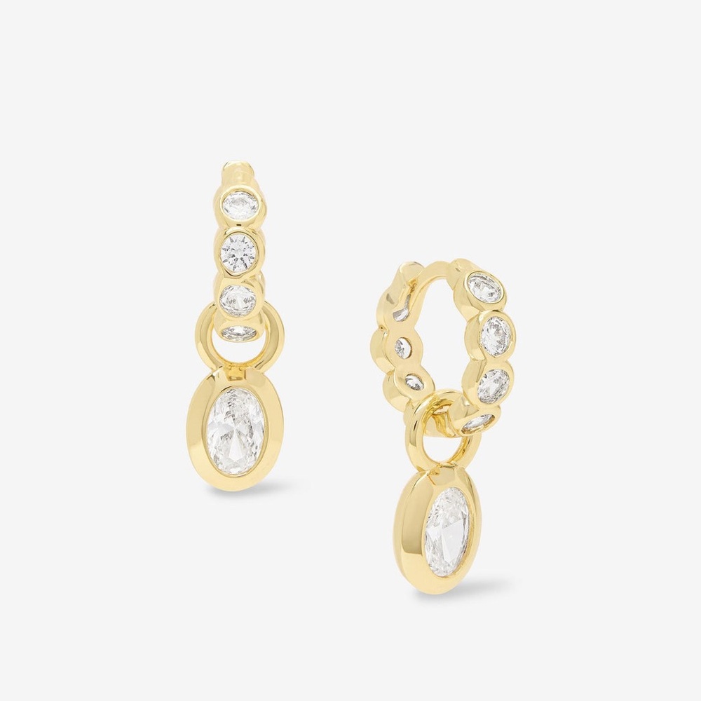 Melinda Maria Gold Hoop Earrings with Clear Stones